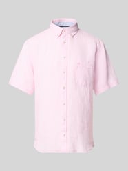 Regular Fit Leinenhemd mit Button-Down-Kragen von Fynch-Hatton Pink - 5
