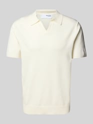 Poloshirt met V-hals, model 'TELLER' van SELECTED HOMME Beige - 24