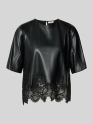 Blusenshirt in Leder-Optik mit Spitzenbesatz Modell 'LONDON' von SUNCOO PARIS - 29
