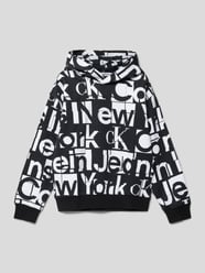 Hoodie mit Allover-Label-Print von Calvin Klein Jeans Schwarz - 48