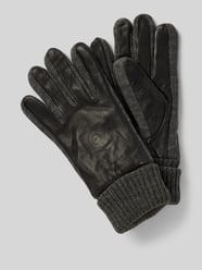 Lederhandschuhe mit Label-Detail von bugatti Schwarz - 14