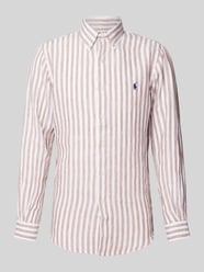 Custom Fit Leinenhemd mit Streifenmuster von Polo Ralph Lauren Grün - 4