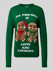 Regular Fit Weihnachtspullover mit Lebkuchen-Motiv Modell 'XMAS GINGERBREAD' von Only Grün - 29