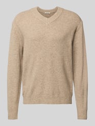 Relaxed fit gebreide pullover met V-hals, model 'MOVE' van Only & Sons Beige - 17