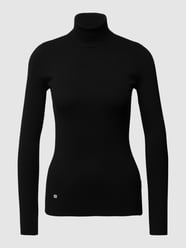Sweter z wywijanym kołnierzem o prążkowanej fakturze od Lauren Ralph Lauren Czarny - 32