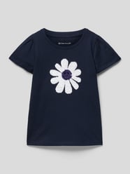 T-shirt met pailletten van Tom Tailor Blauw - 12