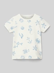 T-shirt z prążkowanym, okrągłym dekoltem model ‘FILLE’ od Name It - 7