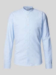 Slim Fit Freizeithemd mit Stehkragen Modell 'Oxford' von Lindbergh Blau - 36