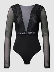 Body mit Spitzenbesatz Modell 'Sicca' von Pieces Schwarz - 14