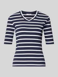T-shirt z wzorem w paski i dekoltem w serek od Christian Berg Woman - 33