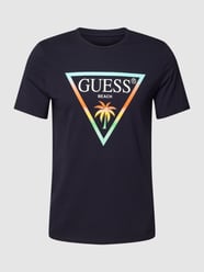 T-Shirt mit Label-Print Modell 'Triangle' von Guess Blau - 11
