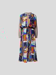 Seidenkleid mit Allover-Muster von Mantero Blau - 9