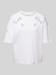 T-Shirt mit Lochmuster von Jake*s Collection Weiß - 25
