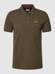 Koszulka polo z wyhaftowanym logo od Aeronautica Militare Zielony - 21