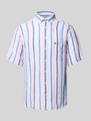 Slim Fit Leinenhemd mit Logo-Stitching von Fynch-Hatton Pink - 19