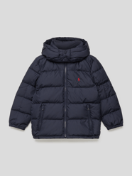 Kurtka puchowa z wyhaftowanym logo od Polo Ralph Lauren Kids Niebieski - 6