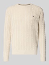Gebreide pullover met kabelpatroon en labelstitching van Fynch-Hatton - 34