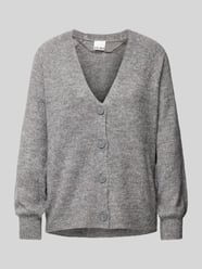 Gebreide cardigan met V-hals, model 'Kamara' van ICHI Grijs / zwart - 30