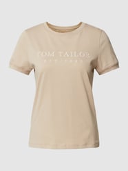 T-Shirt aus Baumwolle mit Label-Stitching von Tom Tailor Beige - 8