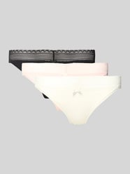 Slip aus Baumwoll-Mix im 3er-Set Modell 'TRIPLET LACE BRIEF' von HUGO Pink - 44