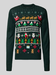 Sweter z dzianiny z prążkowanymi wykończeniami od Montego - 25