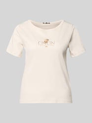 t-shirt z nadrukiem z motywem i obszyciem z kamieni stras od monari - 14