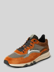 Leren sneakers met labelpatch, model 'De Zager' van Floris Van Bommel Bruin - 12