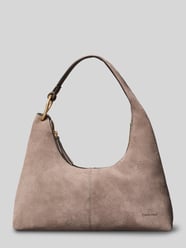 Henkeltasche aus echtem Leder mit Label-Prägung von CK Calvin Klein Beige - 7
