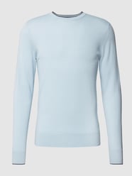 Shirt met lange mouwen in gebreide look, model 'FINE GAUGE MERINO TIPPED' van Tommy Hilfiger Blauw / turquoise - 23