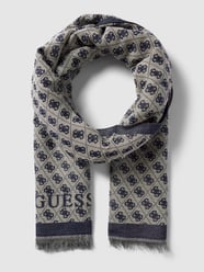 Schal mit Label-Print Modell 'KATEY' von Guess Blau - 3