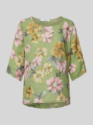 Linnen blouse met ronde hals model 'Co44ra' van ZABAIONE Groen - 40