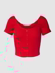 Cropped T-Shirt mit Zierknopfleiste von REVIEW Rot - 23