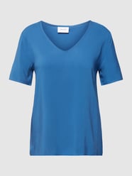 T-shirt met V-hals, model 'PAYA' van Vila Blauw / turquoise - 45