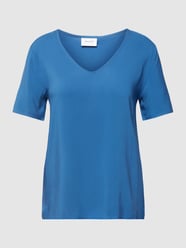 T-Shirt mit V-Ausschnitt Modell 'PAYA' von Vila Blau - 13