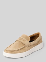 Loafersy z naturalnej skóry welurowej model 'LYDE_MOCC_SD' od HUGO - 6