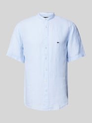 Regular Fit Freizeithemd aus Leinen mit Maokragen Modell 'Summer' von Fynch-Hatton Blau - 5