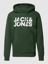 Hoodie met labeldetail, model 'ECORP' van Jack & Jones Groen - 32