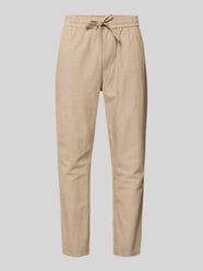 Spodnie lniane o kroju tapered z mieszanki bawełny i lnu model 'LINUS' od ONLY & SONS - 5