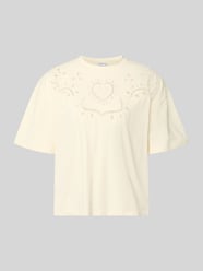 T-shirt met ajourwerk en ronde hals van Jake*s Casual Beige - 5