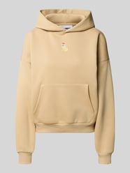 Hoodie met motiefstitching en kangoeroezak van REVIEW Beige - 45