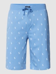 Slim fit sweatshorts met all-over print, model 'LIQUID' van Polo Ralph Lauren Underwear Blauw - 35