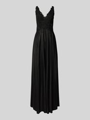 Abendkleid mit Häkelspitze von Unique Schwarz - 5