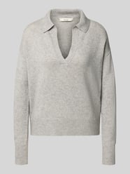 Gebreide pullover van een mix van kasjmier en linnen met V-hals, model 'IRIS' van 0039 Italy - 13