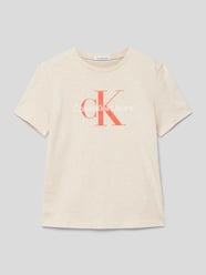 T-Shirt mit Label-Print von Calvin Klein Jeans Beige - 11