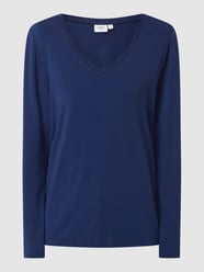 Shirt met lange mouwen en V-hals, model 'Adelia' van Saint Tropez Blauw - 31