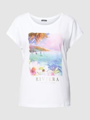 T-shirt z mieszanki bawełny i wiskozy z nadrukiem z motywem od Montego Biały - 15