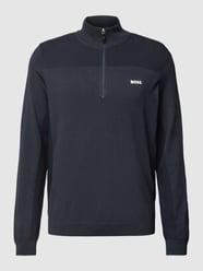 Strickpullover mit Label-Print Modell 'Momentum' von BOSS Green Blau - 12