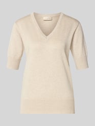 Gebreid shirt met V-hals model 'Katie' van FREE/QUENT Beige - 2