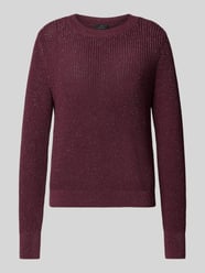 Gebreide pullover met ribboorden van monari Bordeaux - 8