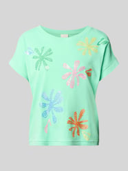 T-Shirt aus Baumwoll-Leinen-Mix mit Stitchings von Milano Italy - 33
